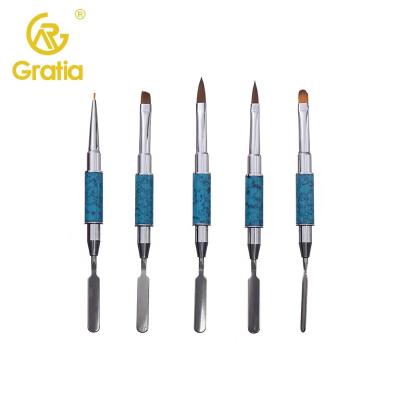 China NAIL Nail Brush Gel Picker & Nail Supplier Paint Drawing Brushes Nail Multifunction Nylon 2 in 1 Dual Head for sale