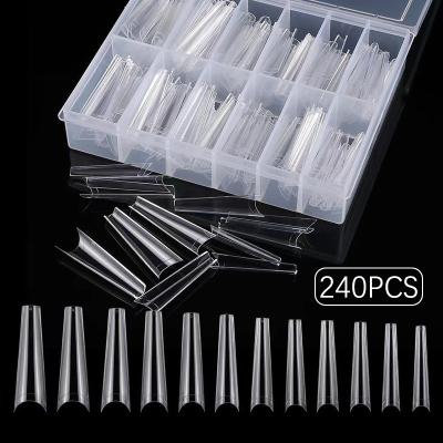 China 240 Pieces XXL French Full Curve Coffin Form Tips For Acrylic False Nail Extra Long Coffin Nail Tips for sale