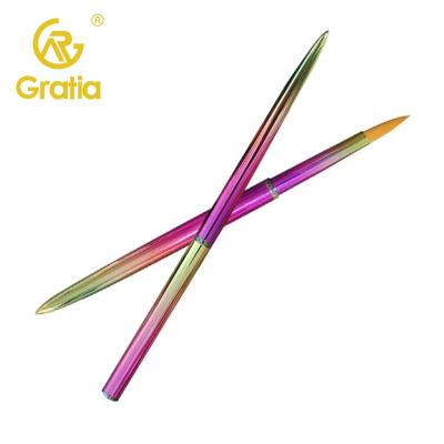 China High Quality Bright Nail Art Tool Glazing Gel UV Gel Stain Brush Metal Handle Nylon Hair Nail Art Brush for sale