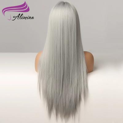 China Wholesale Virgin Brazilian Hair Alimina Full End Wigs, Unprocessed Cuticle Aligned Hair Wig Lace Front, 180% Long Gray Hair Wigs for sale