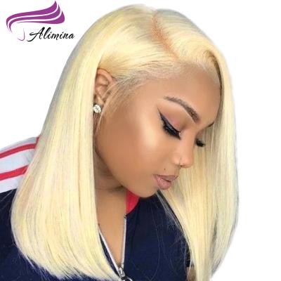 China Full End Alimina Factory Price Straight Brazilian Hair 613 Wig,Wholesale Virgin Bob Lace Frontal Wig,613 Bob Human Hair Lace Wig for sale