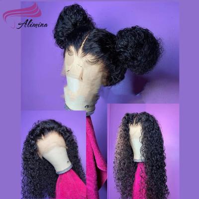 China Full End Alimina facoty Customize Brazilian Curly Hair Wigs, Unprocessed Hair Extension, Lace Front Wigs Hair With Baby Hair for sale