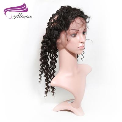 China Wholesale Full End Ear To Ear Brazilian Deep Curly Hair Bundle With Swiss 360 Lace Frontal Closure for sale