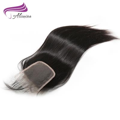 China Full End Factory Price Cuticle Aligned Straight Hair Closure 4x4 Silk Top Cheap Swiss Lace Closure for sale