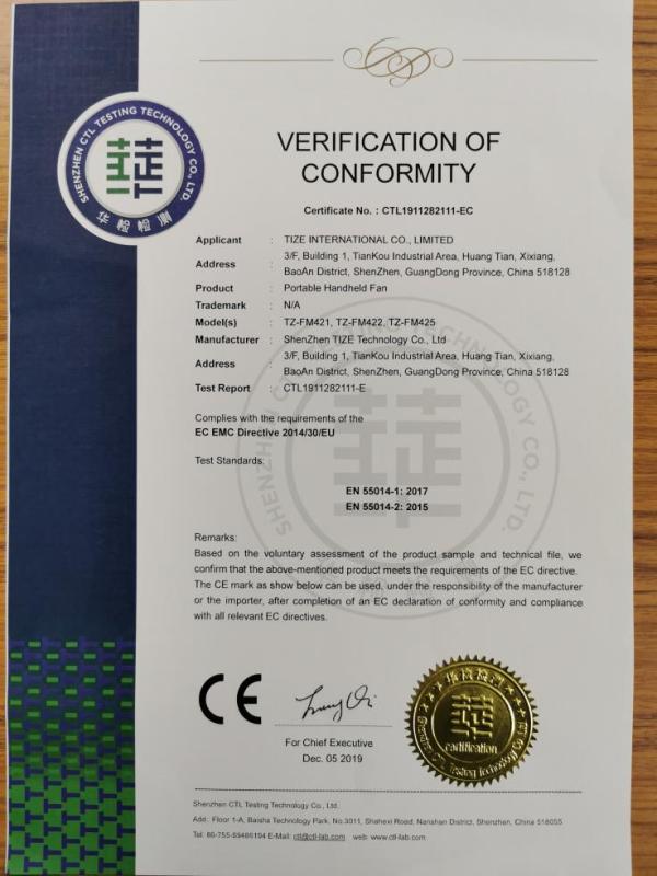 CE - Shenzhen Tize Technology Co., Ltd.