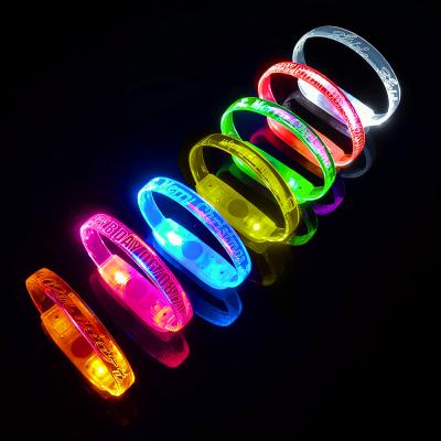 China TPU Kids Birthday Party Supplies Engrave Name On Music Activated Led Movement Or Wristband for sale