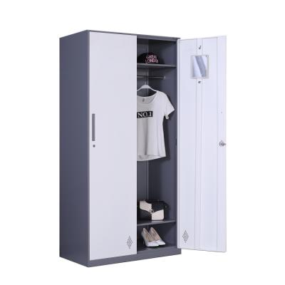 China (Height) Adjustable Wardrobe 2 Doors Steel Metal Hanging Clothing Cabinet Able To Custom for sale