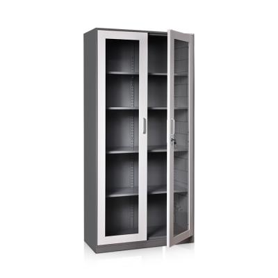 China Adjustable (Height) Fully Assembled 2 Sliding Glass Door Metal Display Filing Cabinet for sale