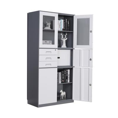 China (Hight) Iron Straw Storage Cabinet Adjustable Desk Three Drawers Steel Filing Cabinet With Safe Box And Lock for sale