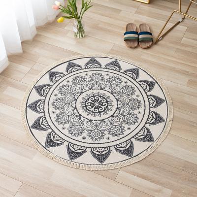 China New Circular Style Washable Nordic Minimalist Flat Woven Carpet Living Room Carpet for sale