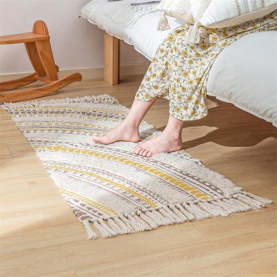 China Stain Resistant High Quality Designer Tis Colorful Yellow Hand Embellished Decor Home Area Rugs Indoor Door Mat for sale