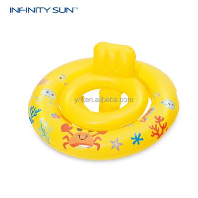 China Child INFINITY SUN Inflatable Cartoon Baby Swimming Circle Kids Baby Seat Inflatable Swimming Float With Protect Back Rest for sale