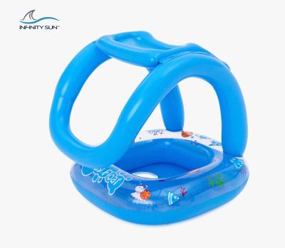 China Custom Made Eco-friendly Durable Inflatable Baby Float Sunshade Ring Seat Infant Learning Swim for sale