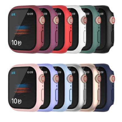 China Transparent PC+Tempered Glass Screen Protector Smart Watch Case Parts Protective Case Bumper Cover For I Watch Series 7 45mm 41mm Apple Watch Case for sale