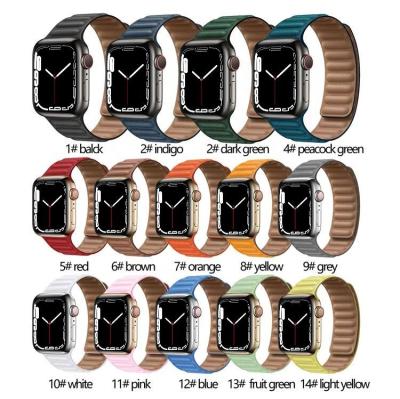 China New 44 Easy Install Leather Strap 40 41 45mm Watch Band Original Magnetic Buckle Strap For Iwatch Series 3 5 4 Se 6 7 Band Apple Watch Straps for sale