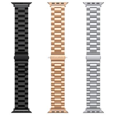 China Quick Release 316L Metal Beed Straps 3 Stainless Steel Watch Band Ultrathin Strap For Apple Watch Series 7 6 45mm 44mm Apple Watch Band for sale