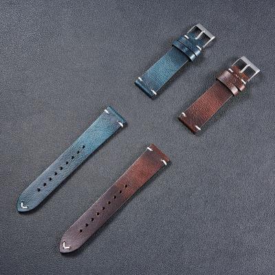 China Vintage & Hot Selling Fashion Genuine Italian Luxury Handmade 26mm Strap Vintage 22mm Wrist For Straps Calfskin Leather Watch Band for sale