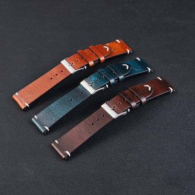 China Vintage & Wholesale Luxury Handmade Italian 26mm Strap Fashion Vintage 20mm Real 20mm Genuine Leather Watch Band Wrist 20m 22mm for sale