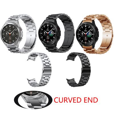 China Luxury And Fashion Solid Curved End 22mm Smart Watch Straps 316L Stainless Steel Watch Strap Three Link For Samsung Galaxy Watch 4 Band 46mm for sale