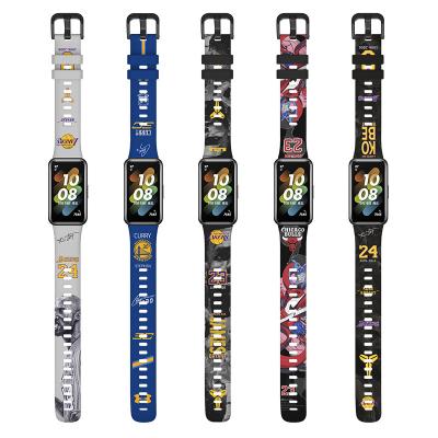 China New Arrival Breathable/Magnetic Color Patter Printed Soft Silicone Watch Band Strap For Huawei 7 Strap Watch Bands Silicone Wrist Watch Bands for sale