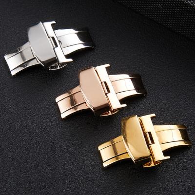 China Stainless Steel 22mm Smart Clasp 316L Stainless Steel 18mm 20mm Metal Stainless Steel 22mm Smart Folding Butterfly Watch Band 24mm Brushed Leather Custom Buckle for sale