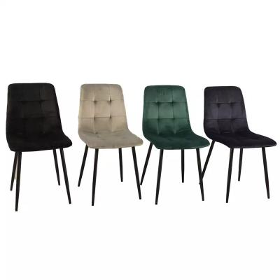 China Wholesale Modern China Restaurant Chair Powder Space Saving Upholstery Metal Leg Fabric Cover Velvet Dining Chair for sale