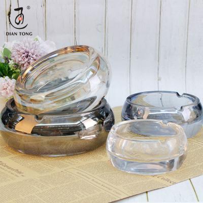 China Factory price DianTong glass round custom logo glass ashtray clear ash tray for sale