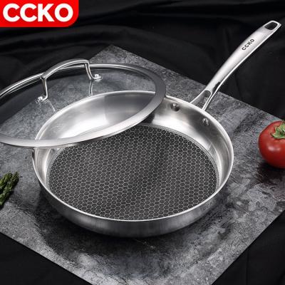 China CCKO CK9721 24cm/28cm/30cm Sustainable Induction Cooking Pan Non Stick Frying Pan Stick Honeycomb 304 Stainless Steel Non Stick Frying Pan SS for sale