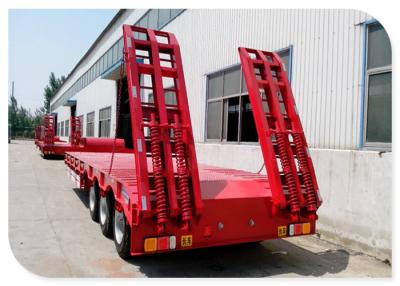 China Carbon Steel Low Bed Semi Trailer ,   4*13 Ton Fuwa Axle Flatbed Semi Trailers for sale