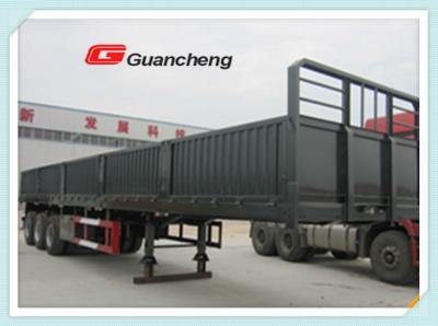 China 80 de Capaciteits Op zwaar werk berekende Flatbed Aanhangwagens van de tonlading, het Afneembare Materiaal van de Zijwand Flatbed Aanhangwagen Te koop