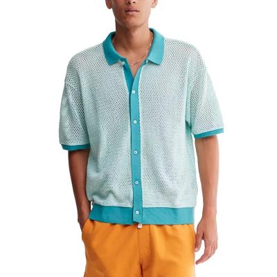 China High Quality Breathable Button Down Short Sleeve Mesh Casual Shirt Leaders for sale