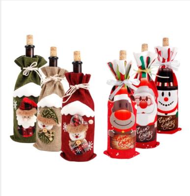 China Warm Polyester Christmas Decorations For Wine Bottle Cover Snowman Stocking Gift Home Decorations S0161-01 for sale