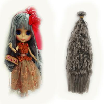 China 30*100cm Jerry Curl Doll Curly Colored Hair Synthetic Hair Weft Extensions For Blythe Doll Wig Long Doll Wigs Fit American Dolls for sale