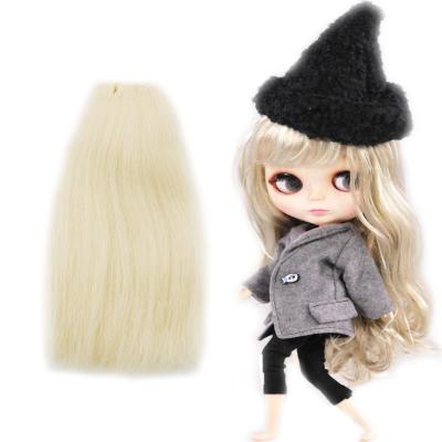 China Toy Wholesale Straight Synthetic Light Brown Cartoon Hair Extension Micro Thin Hair Weft Extension For BJD Doll DIY Camel Hair Wefts for sale