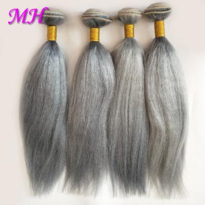 China Silky Wave Straight COW HAIR CURTAIN TIANZHU SILVER CUSTOMIZABLE GRAY COLOR YAKI HAIR WEFT 50CM for sale