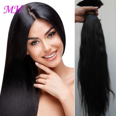 China Yaks silky straight hair wave black color hairpiece volume for women 100g per bulk pack hair weave for wig making for sale