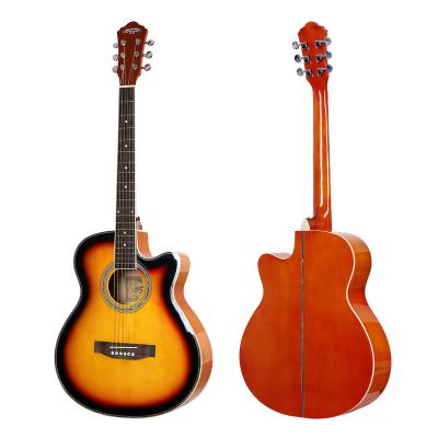 China Linden Chinese factory laminate 40 inch high gloss acoustic guitar with color binder for wholesale for sale