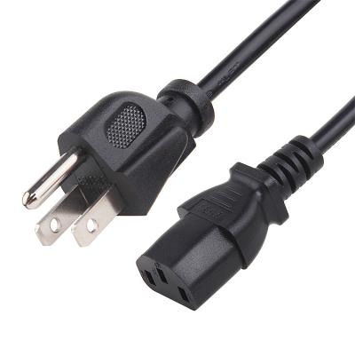 China HENG-WELL US 3 Pin NEMA 5-15P Plug To IEC 320 C13 AC Power Cord Set PVC 1.8M 1800mm Black UL Power Cord for sale