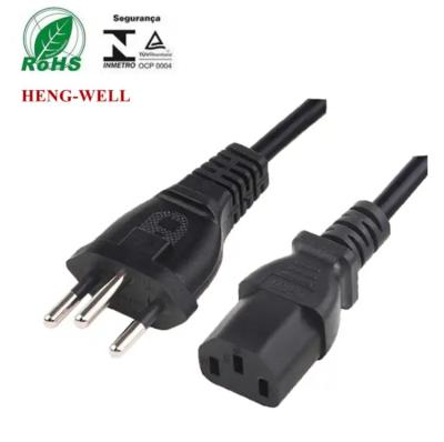 Китай Laptop Brazil Power Cord 3 Pin Plug IEC C13 Connector Cable 10A 250V продается