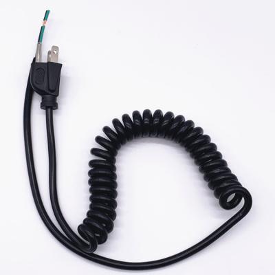 China UL American Spiral Cable Power Cords , 3 Pin NEMA 5-15P Plug To Tail Bare Power Cables for sale