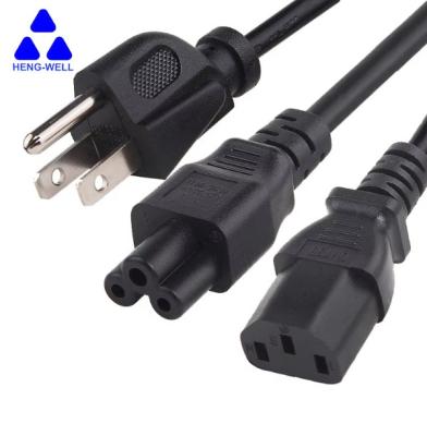 China UL 3 Wire USA Power Cord 18AWG Electrical NEMA 5-15p To IEC C13 Laptop Cable for sale