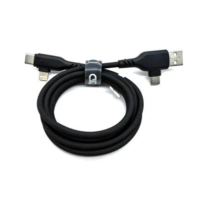 China Nylon 2 en 2 Cable de carga rápida logotipo personalizado para teléfono móvil y transmisión de datos Cables de datos en venta