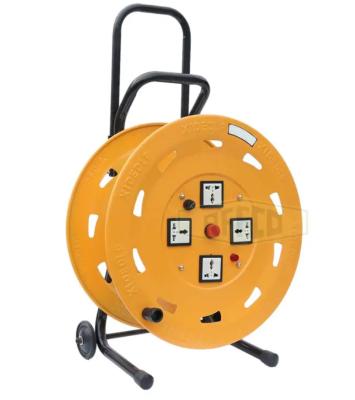 China 4 Way Uk Sockets Ip44 Retractable Iron 40m 25m Extension Cable Reel Power Cable for sale