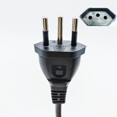 China BRAZIL Extension Cord INMETRO Approval 3 Prong Electric Power Cord 10A 250V 3 Pin Power Cable for sale