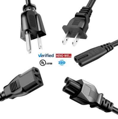 China UL Approved 3pin USA Power Cord Nema5-15P To C13 C7 Power Cable Manufacturers for sale