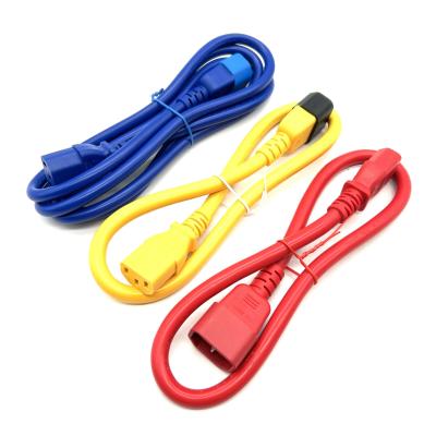 China 3 Pin Power Extension Cord 125V  220V  IEC C13 C14 red yellow color power cable for sale