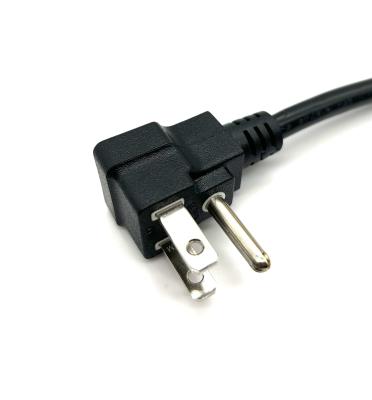 China Nema 5-15P 18/16AWG Wire Gauge Angle Plug American Power Cord Stripped End Jacket Color Black/Customized for sale