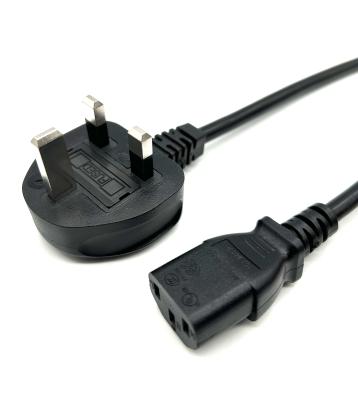 China UK Power Cord AC Power Extension Cord IEC C13 Cable Rated 13A 250V For Computer for sale