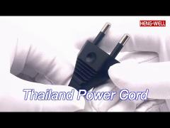 2 Pin Thailand Power Cord , 6A 250V Tisi Approval Ac Power Cord