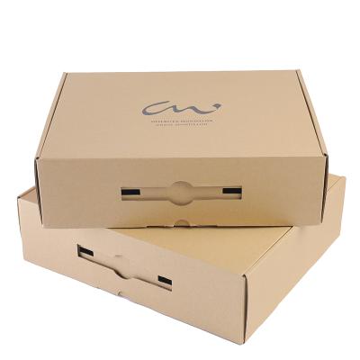 China Good Quality Recyclable Brown Cardboard Mailing Paper Boxes With Handle for sale